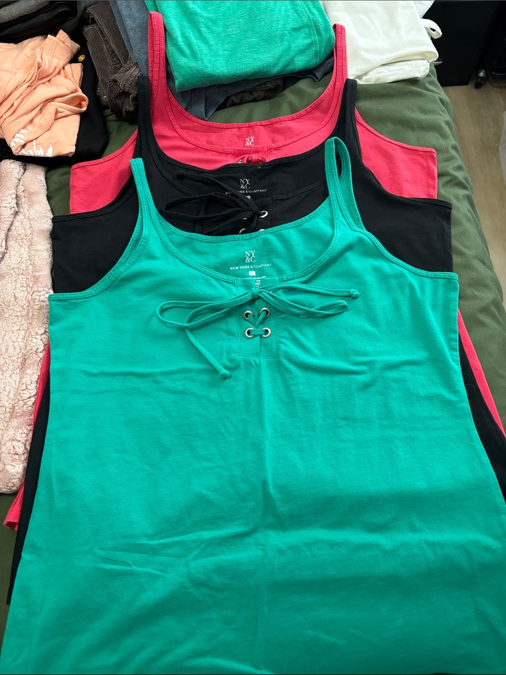 Green Lace-Up Tank Top